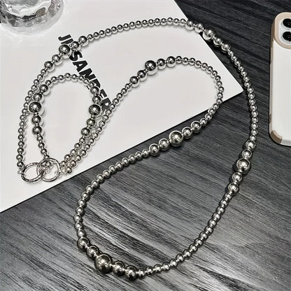 Holiday party gifts for friends and family, long silver bead hanging rope, phone case, bag, pendant