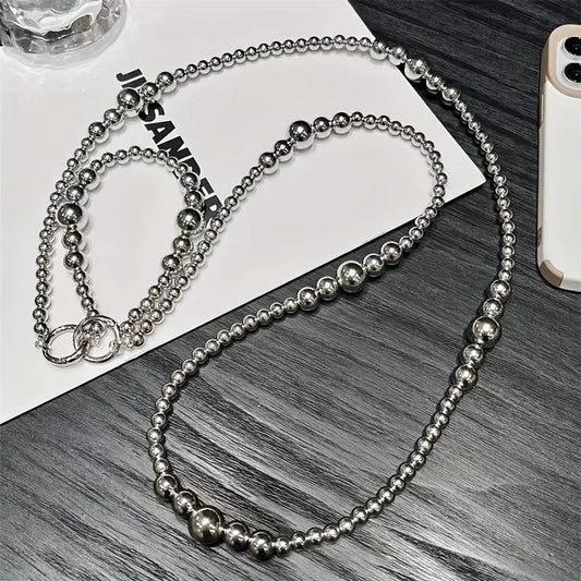 Holiday party gifts for friends and family, long silver bead hanging rope, phone case, bag, pendant