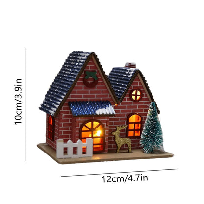 Christmas Wooden House Ornaments Christmas Tree Hanging Ornaments Christmas Party Decoration Holiday Gift Wooden Crafts