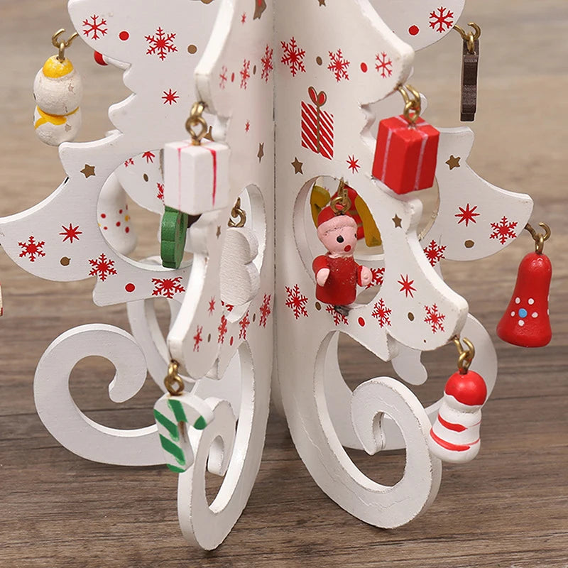 Christmas Tree Children Handmade DIY Stereo Wooden Christmas Tree Scene Layout Christmas Decoration Ornaments Hot