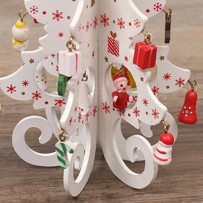 Christmas Tree Children Handmade DIY Stereo Wooden Christmas Tree Scene Layout Christmas Decoration Ornaments Hot