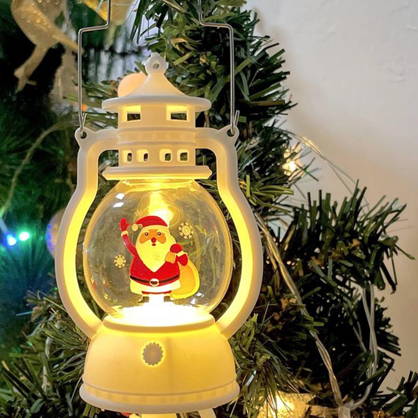 Christmas Lantern String Lights Battery Powered Santa Snowman Tree Pattern Decorative Lights