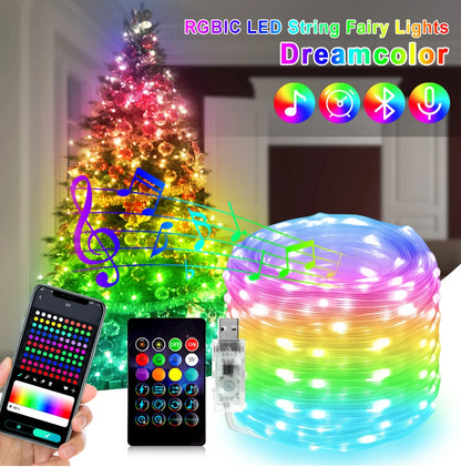 50M 20M 10M 5M 1M Christmas Lights LED Fairy String Light USB Smart Bluetooth Curtain Lights Garland for Home Party Decoration