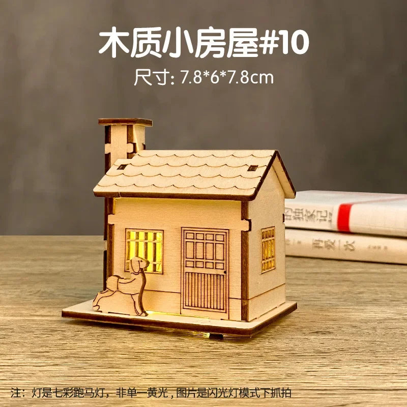 Christmas LED Wooden House Light Luminous Cabin Ornament