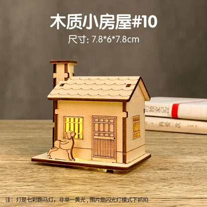 Christmas LED Wooden House Light Luminous Cabin Ornament