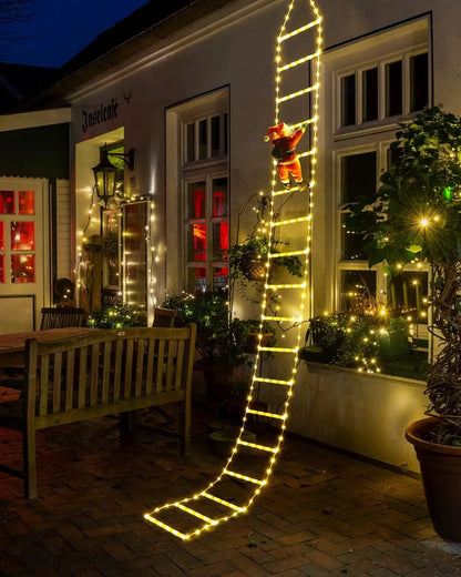 Christmas LED Ladder Lights with Climbing Santa Indoor Decoration