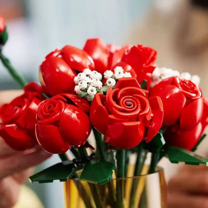 8 bouquets of eternal flowers, roses, orchids, succulents, building blocks, gifts for girls and children  Christmas Gifts