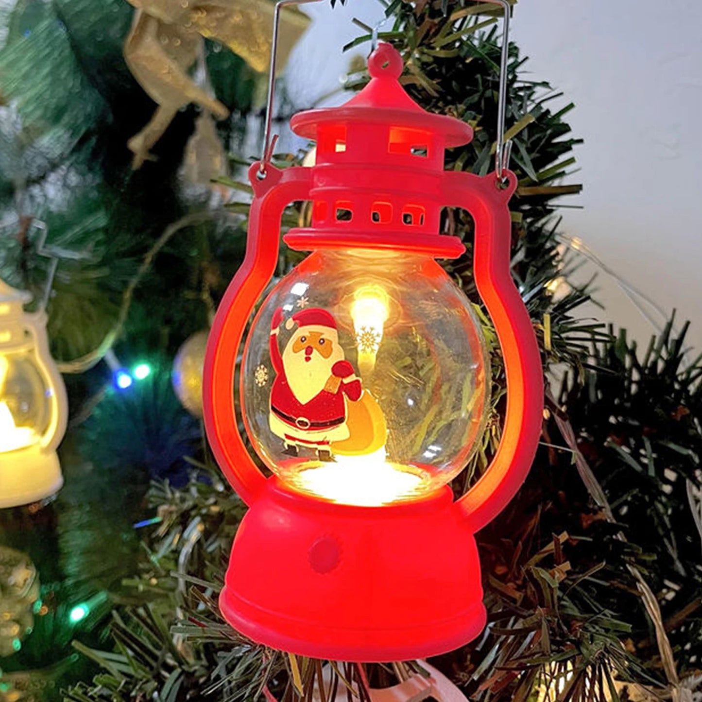 Christmas Lantern String Lights Battery Powered Santa Snowman Tree Pattern Decorative Lights