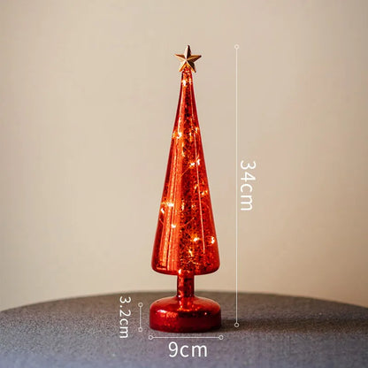 Christmas Tree Glass Night Light for Home Xmas Romantic Holiday Atmosphere Arbol De Navidad Ornaments LED Luminous Decoration
