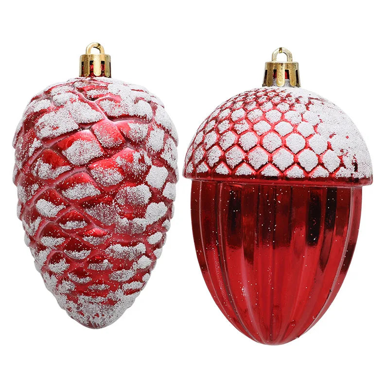 New Christmas Decorations Electroplated Ornaments Special-Shaped Balls Home Plastic Acorns Pinecones Owls Spinning Orbs Hanging