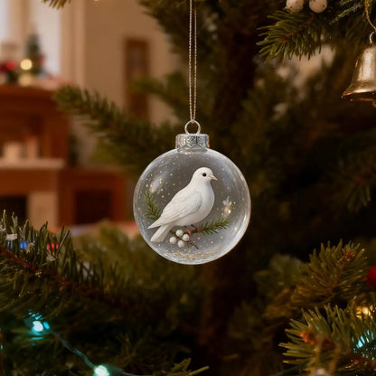 Christmas Clear Ball Ornaments Natures Birds Crystals Glass Set Hanging For Decor Set Xmas Tree Holiday Party Home Decoration