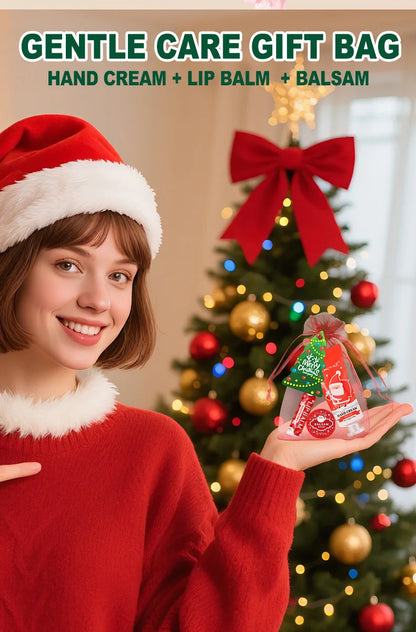 25 pieces/box gift assembly and distribution - lipstick, hand cream, balm, Christmas cards, red gift gauze bags