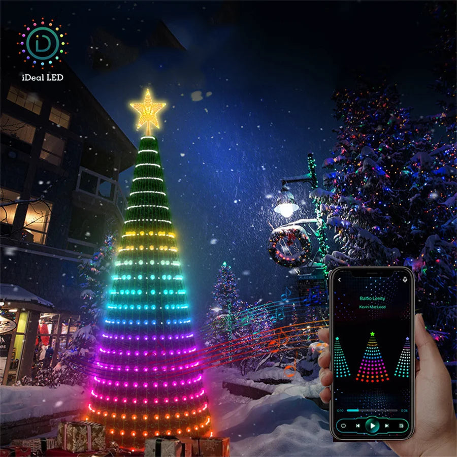 Christmas Ornamental Tree Lights Smart APP Music Sync Waterproof Indoor Outdoor String Christmas Decoration Atmosphere Lighting