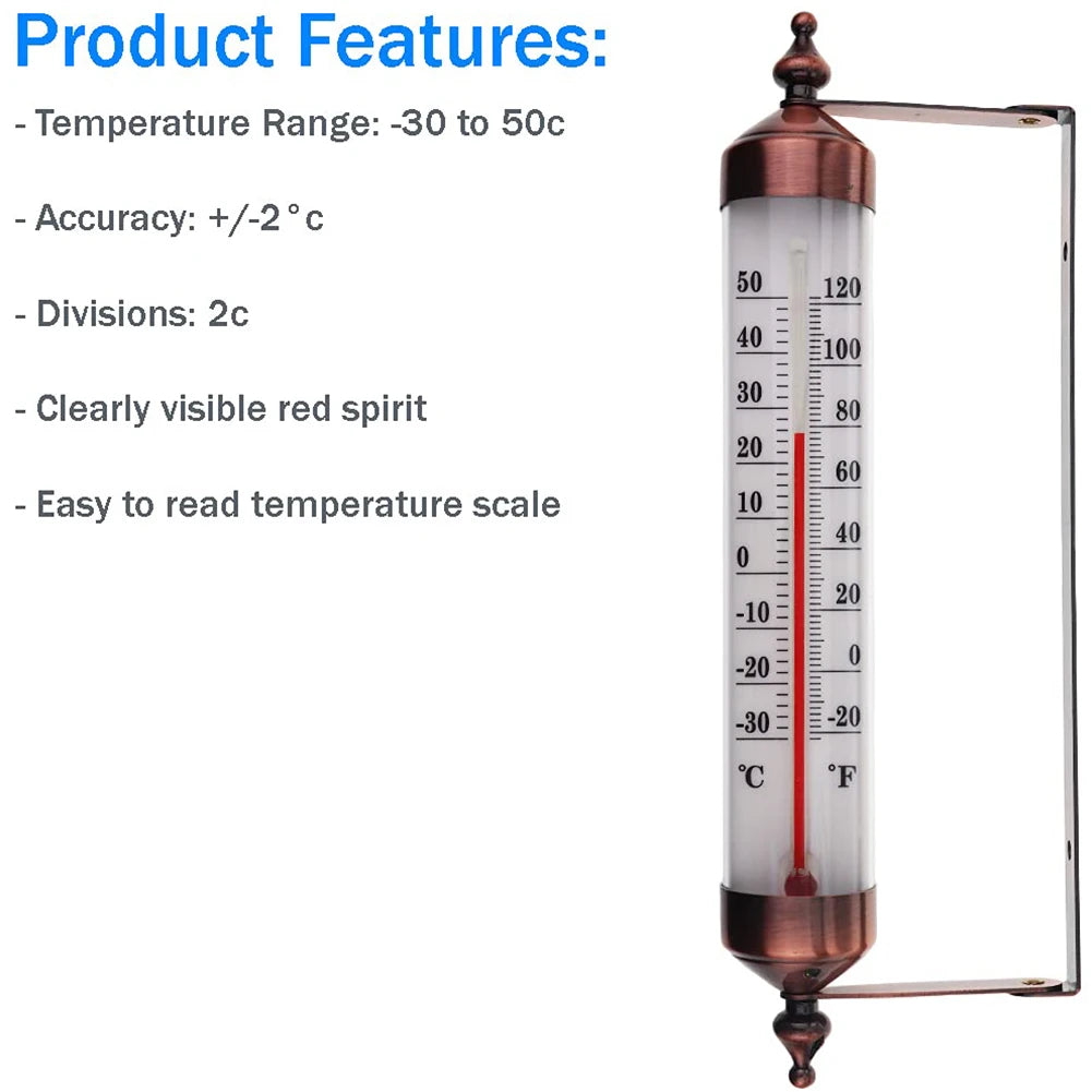 Outdoor Thermometer Garden Patio Outside Wall Greenhouse Sun Terrace Bronze Effect Outside Wall Thermometer Outdoor Thermometers