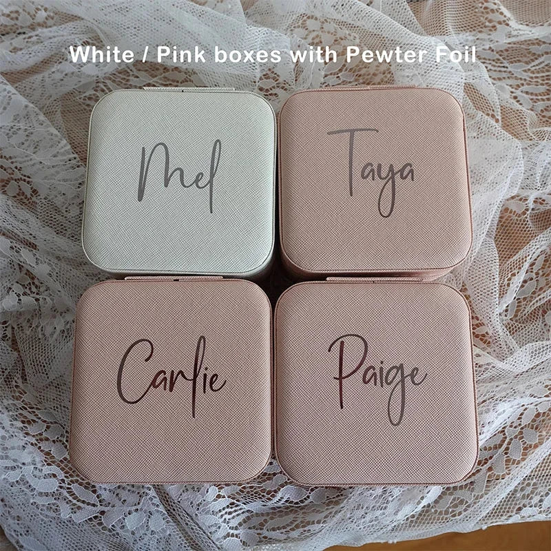 Personalized Bridesmaid Gifts Travel Jewelry Case with Name Customized Gift for Bachelorette Party Gift Birthday Favor For Her