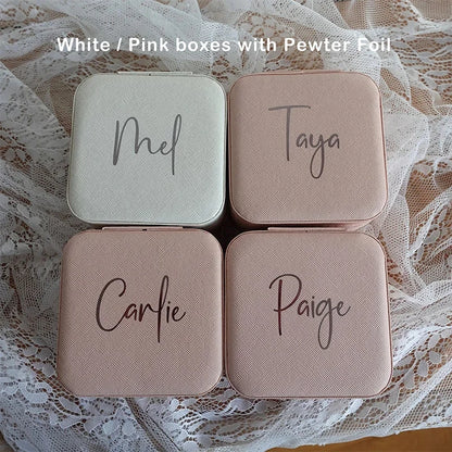 Personalized Bridesmaid Gifts Travel Jewelry Case with Name Customized Gift for Bachelorette Party Gift Birthday Favor For Her