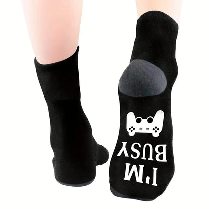 Gifts For Men BoyFriend Christmas Birthday Presents 1Pairs 'I Am Gaming'' I'm not Sleeping' Print Funny Novelty Cotton Socks