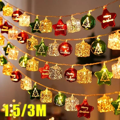 Christmas LED String Lights Santa Snowman Star Shaped Lights Perfect Holiday Atmosphere Lighting for Tree Party Decorations