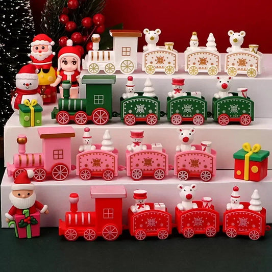 Christmas  Train Ornaments Mini Snowman Gingerbread Decors Train Kids Gifts Toys Christmas New Year Party Home Decorations