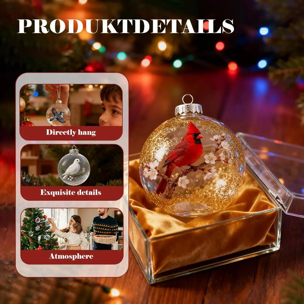 Christmas Clear Ball Ornaments Natures Birds Crystals Glass Set Hanging For Decor Set Xmas Tree Holiday Party Home Decoration