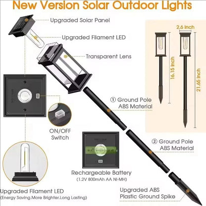 Outdoor Solar Path Lights Waterproof Garden Lighting for Patio Lawn Walkways Driveways Warm Landscape Lights
