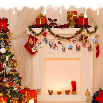 Christmas Wooden Hanging Decorations Courtyard Bar Shop Party Scene Decorate Christmas Tree Decorative Ornaments