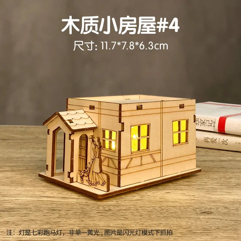 Christmas LED Wooden House Light Luminous Cabin Ornament
