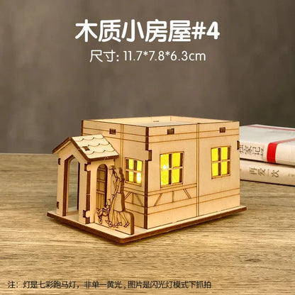 Christmas LED Wooden House Light Luminous Cabin Ornament