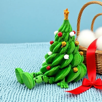 Mini Christmas Trees 3D Printed Toys Cute Figurines with Articulated Legs Statues Store Window Displays Christmas Festive Decor