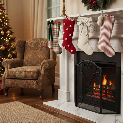 Christmas Decorations Bows Christmas Socks Candy Gift Bags Festive Christmas Atmosphere Home Hanging Ornaments