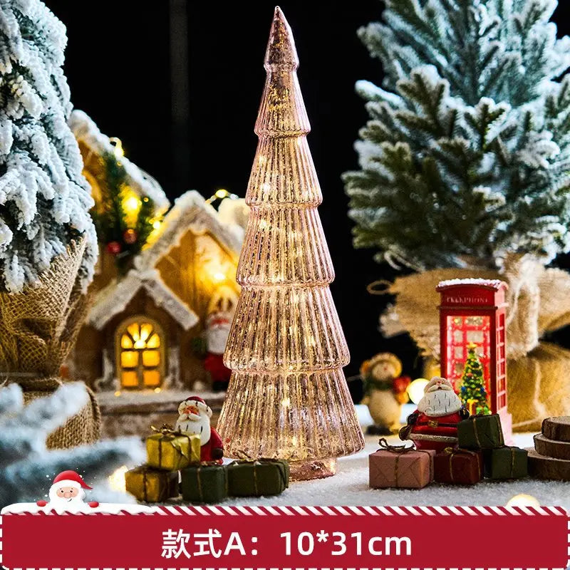 Christmas Tree Glass LED Night Light Romantic Holiday Decor