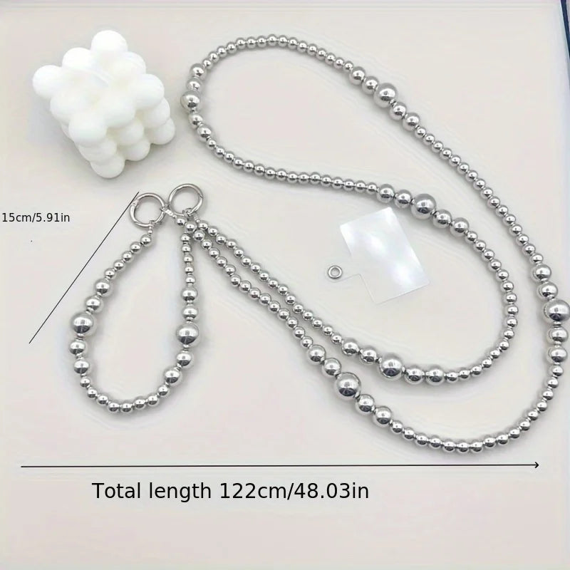 Holiday party gifts for friends and family, long silver bead hanging rope, phone case, bag, pendant