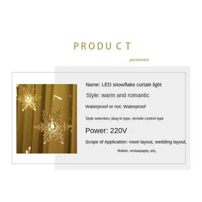 Christmas Snowflakes LED String Lights Flashing Fairy Curtain Lights  for Holiday Party Wedding Xmas Decoration Household Goods