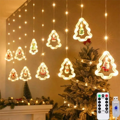 Christmas Led Decorative Lights Strip Star Curtain Lights Christmas Tree Lights String Festival Atmosphere Lights For Room Garde