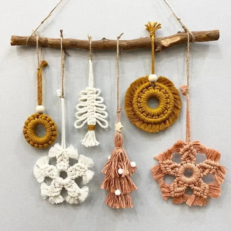 Macrame Christmas Ornaments Wall Hanging Christmas Ornaments Set Bohemian Decor Handmade Christmas Gift