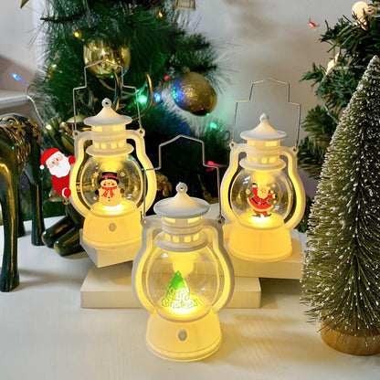 Christmas Lantern String Lights Battery Powered Santa Snowman Tree Pattern Decorative Lights