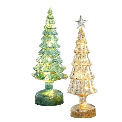 Christmas Tree with Lights Lighted Glass Christmas Tree Battery Operated Christmas Tree Night Lights Tabletop Decor ﻿ Mini Glass