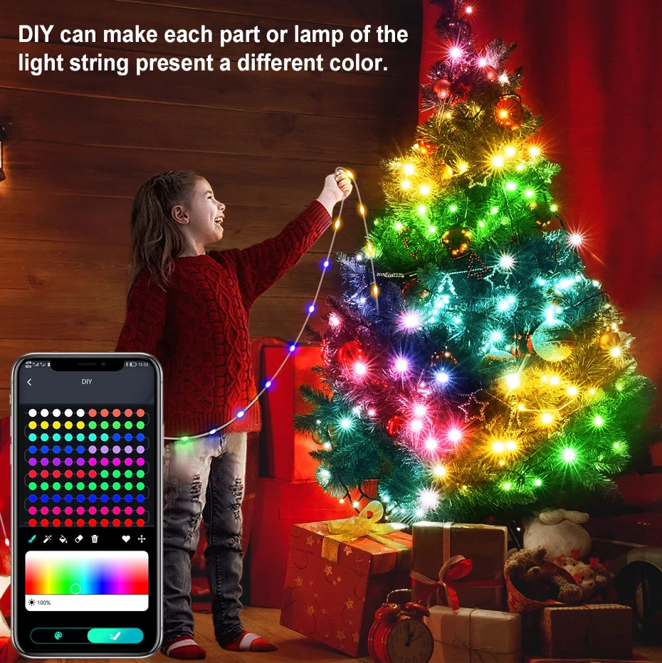 50M 20M 10M 5M 1M Christmas Lights LED Fairy String Light USB Smart Bluetooth Curtain Lights Garland for Home Party Decoration