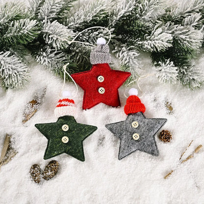 Christmas Ornaments Red Star Christmas Tree Pendant Xmas DIY New Year 2023 Party Gifts Noel Supply Navidad 2022 Home Decor