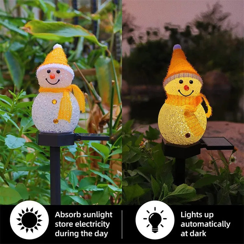 Christmas Decorations Light Solar Light Snowman Christmas Outdoor Solar Powered Stakes Lights For Corridor Patio Lawn Decoration