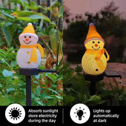 Christmas Decorations Light Solar Light Snowman Christmas Outdoor Solar Powered Stakes Lights For Corridor Patio Lawn Decoration