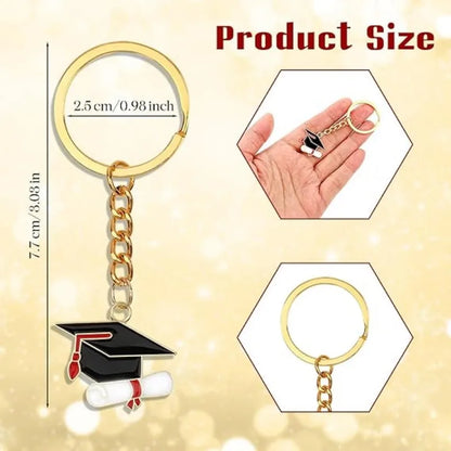 20 Graduation Gifts: Graduation Cap-shaped "Happy Graduation" Keychains. Metal material, suitable for graduation/school return g