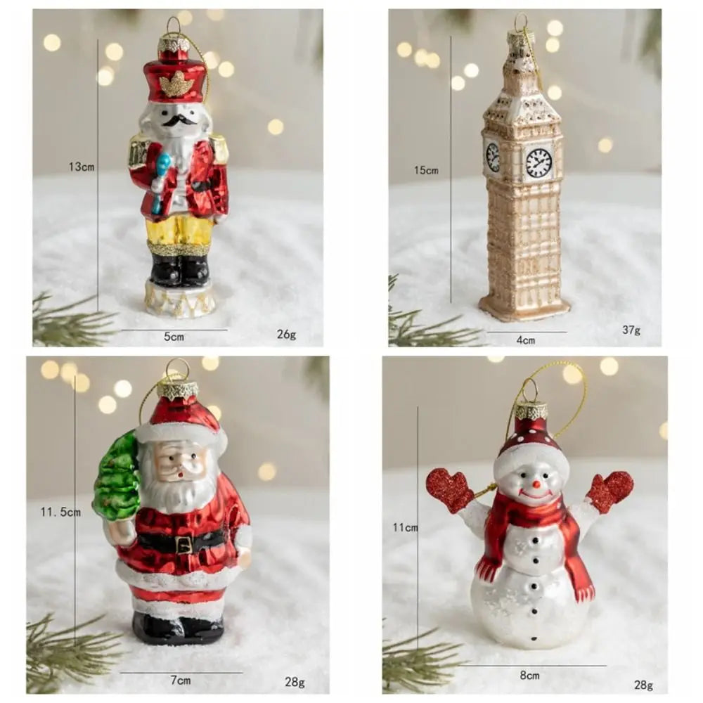 Santa Claus Christmas Glass Ornaments Christmas Theme Snowman X-mas Tree Decoration New Year Pendant Gift Christmas Hanging