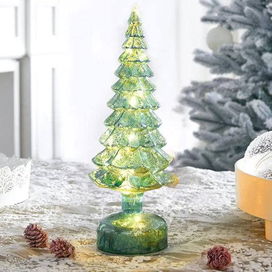 Christmas Tree with Lights Lighted Glass Christmas Tree Battery Operated Christmas Tree Night Lights Tabletop Decor ﻿ Mini Glass