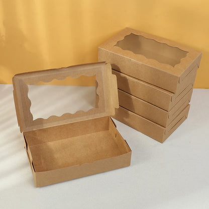 5-20pcs Gift Boxes With Window Birthday Party Chocolate Candy Cookie Gift Packaging Wedding Supplies Baby Shower Christmas Decor