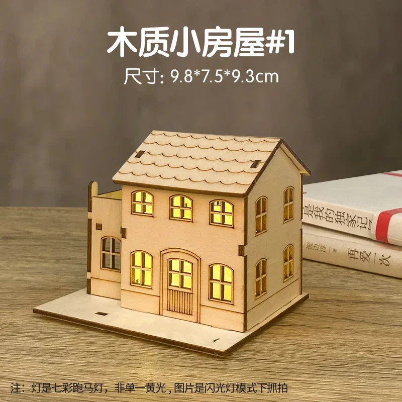 Christmas LED Wooden House Light Luminous Cabin Ornament