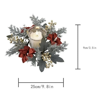 Christmas decoration, red fruit candlestick ornaments, Christmas scenery, desktop candles, aromatherapy, small flower garlands