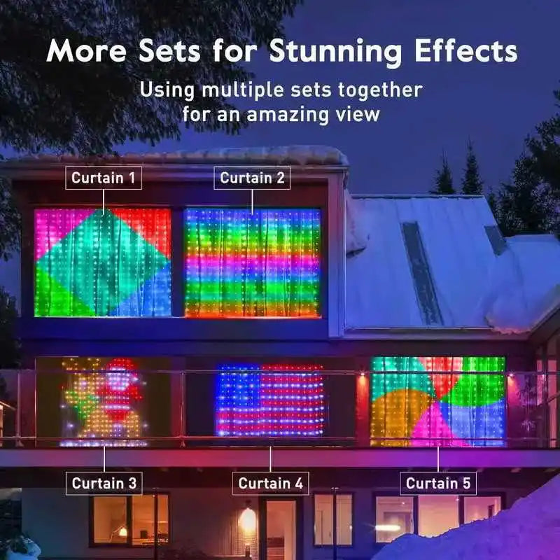 Christmas Lights Bluetooth Music App USB DC5V WS2812B Smart Led String Control RGBIC Curtain LED Addressable Party Decoration