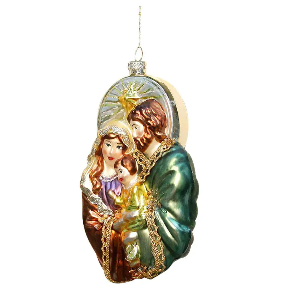 Christmas Ornaments Crafts Xmas Party Decorations Tree Hanging Gift Scene Layout Supplies Glass Holy Family Pendant Man