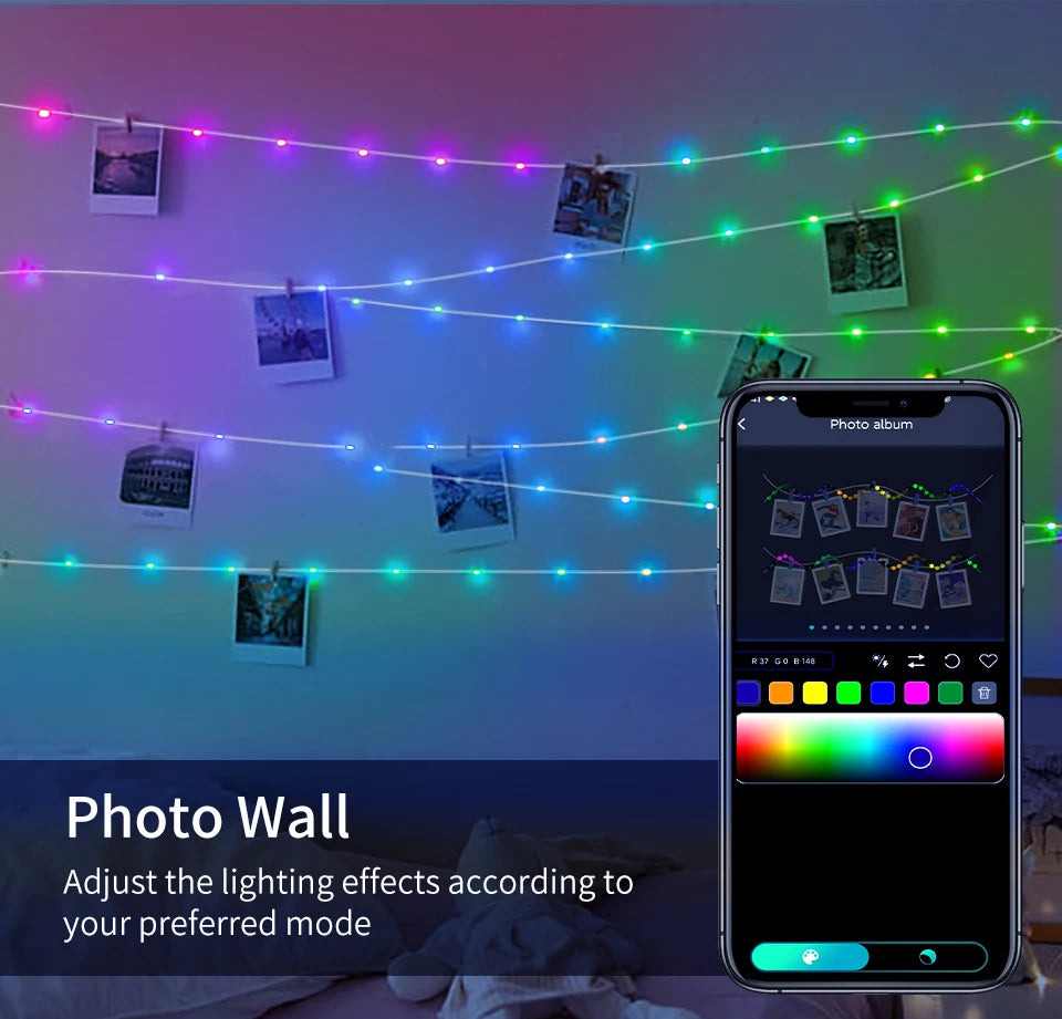 Led Fairy Light Strip Christmas Lights Smart Bluetooth USB Music Festoon Street Garland Wedding Birthday Party Decor for Home